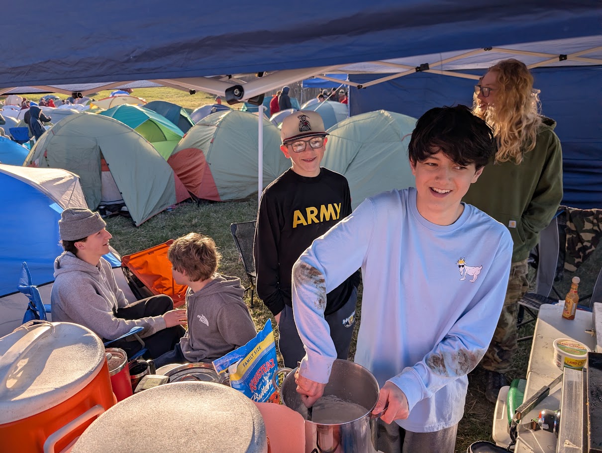 Troop members gathered for breakfast at West Point.